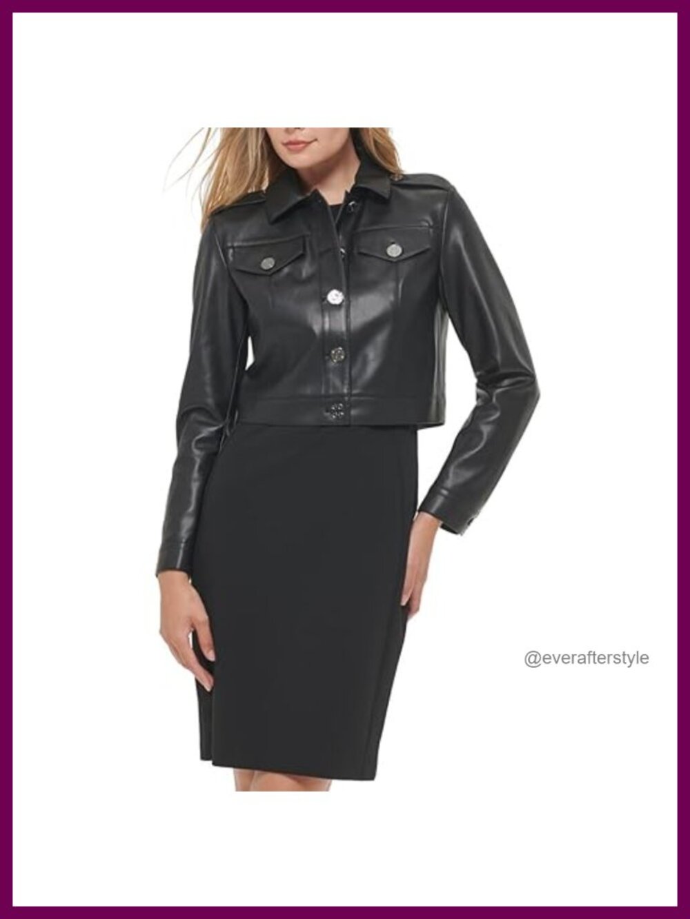 DKNY Long Sleeve Collared Button Front Cropped Jacket